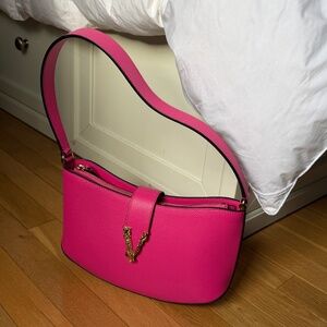 Versace Mini Hobo Bag – Hot Pink Grained Calf Leather – Gold Medusa Hardware – B